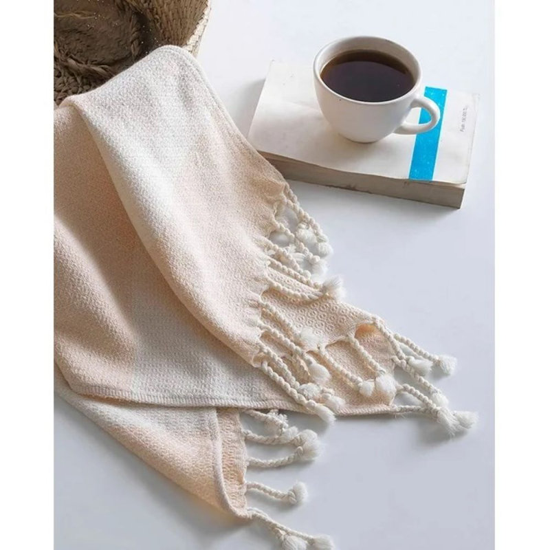 Paquet de 4 serviettes essuie-mains 100% coton pour salle de bain et cuisine, 16 x 39 po, Crème, crème
