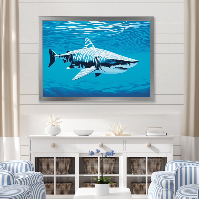 " Tiger Shark Territory ", Silver Single Picture Framed, 24" H x 32" W x 1" D