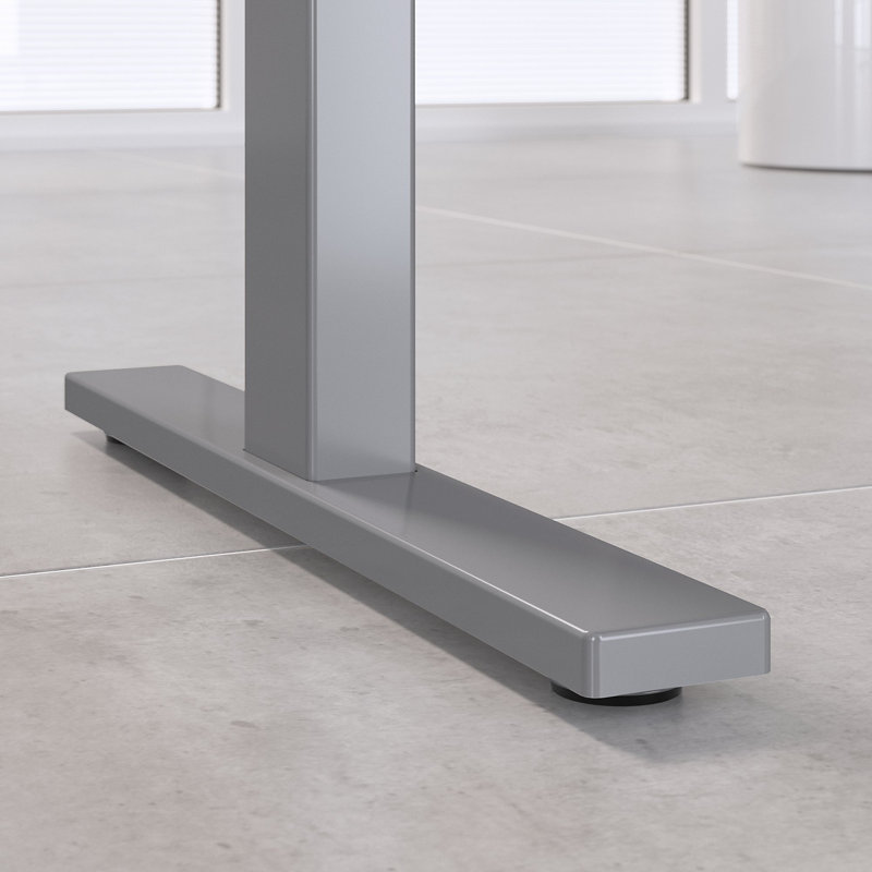 Adjustable Metal Base Standing Desk, 47.68" H x 47.59" W x 29.37" D, Mocha Cherry/Silver