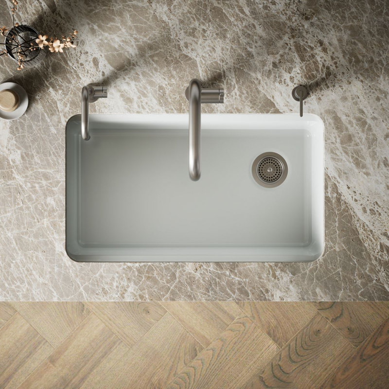 Riverby 33" x 22" x 9-5/8" Under-Mount Single-Bowl Kitchen Sink with Accessories, Almond