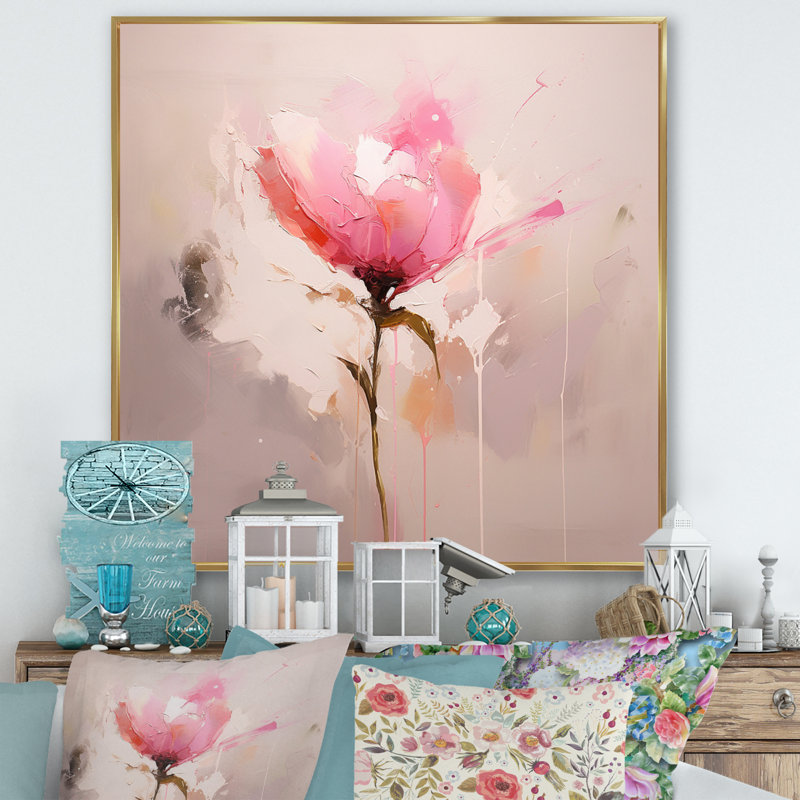 «Coral Elegance» - impression, H 30 po x l 30 po x P 1 po, Cadre flottant doré