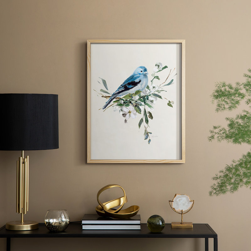 «Bluebird Happy I», reproduction encadrée - bois massif, H 11 po x l 9 po