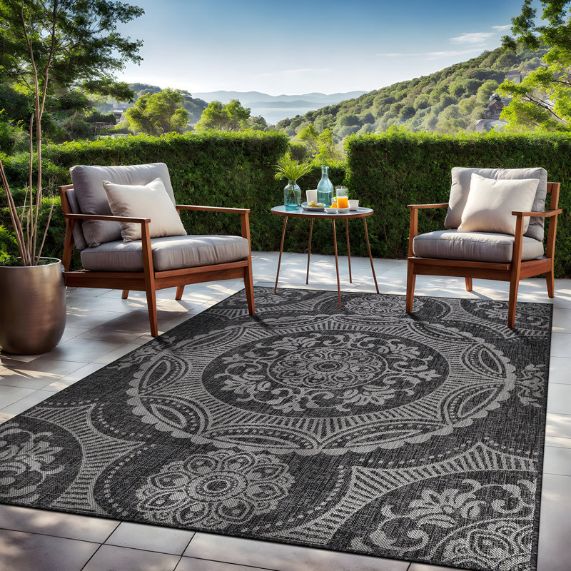 Tapis intérieur / extérieur gris Waikiki Noosa, Rectangle 8 pi x 10 pi