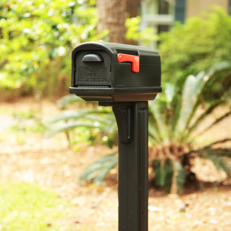 Classic Black Double-Walled Plastic Mailbox and Post Combo