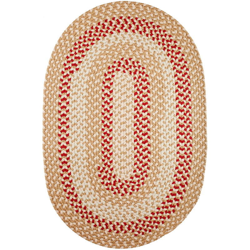 Tapis intérieur / extérieur rouge / brun tressé à la main Charlise, Ovale 5 pi x 8 pi