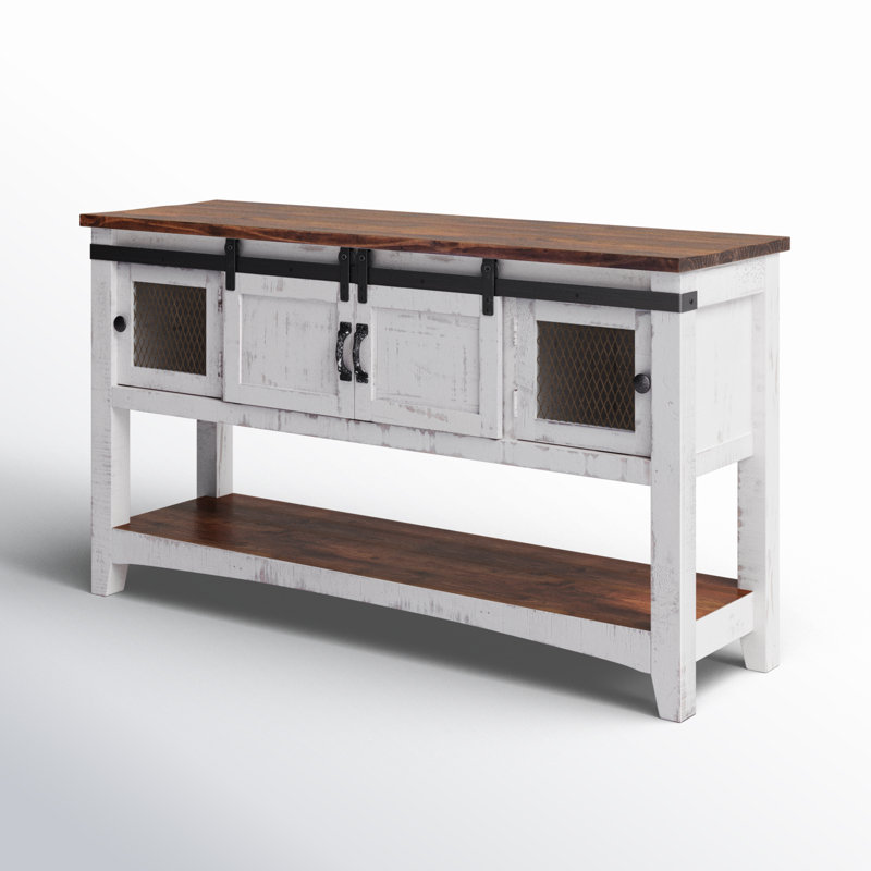 55'' Solid Wood Console Table, White
