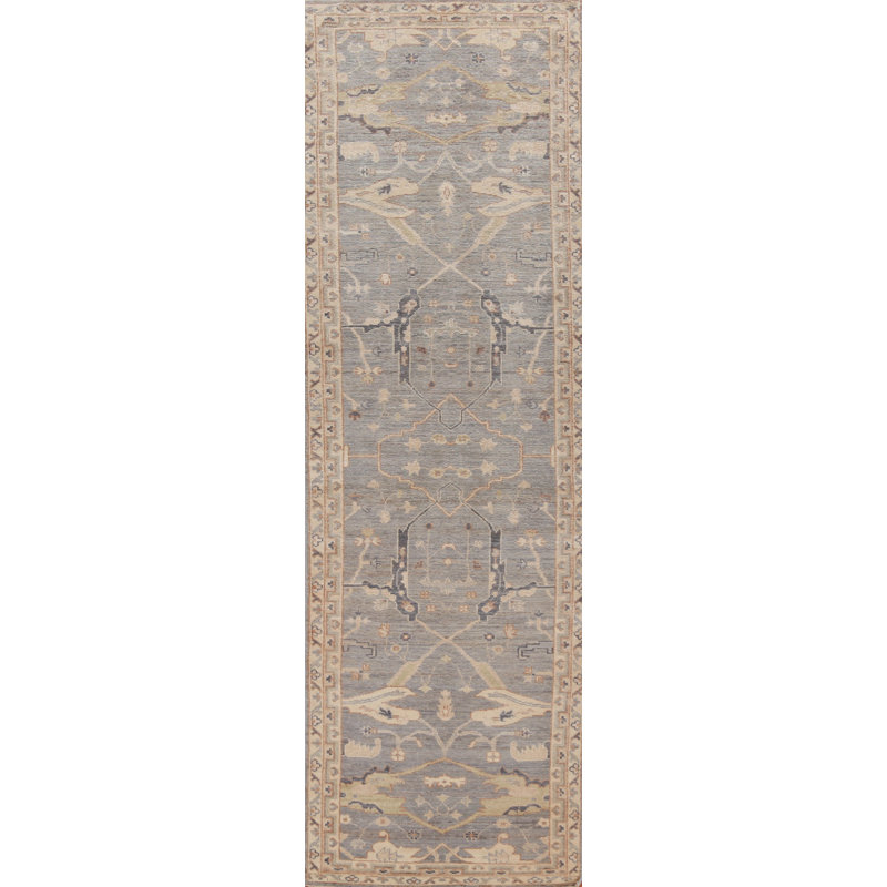 Vegetable Dye Oushak Turkish Runner Rug 3x12