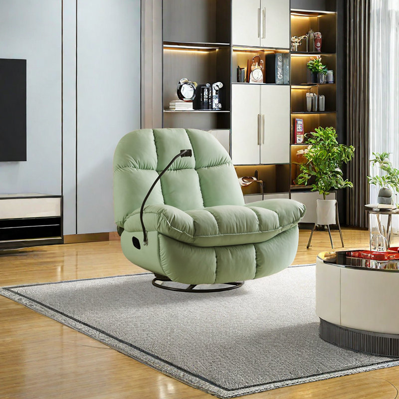 Thavy Faux Leather Recliner, Green