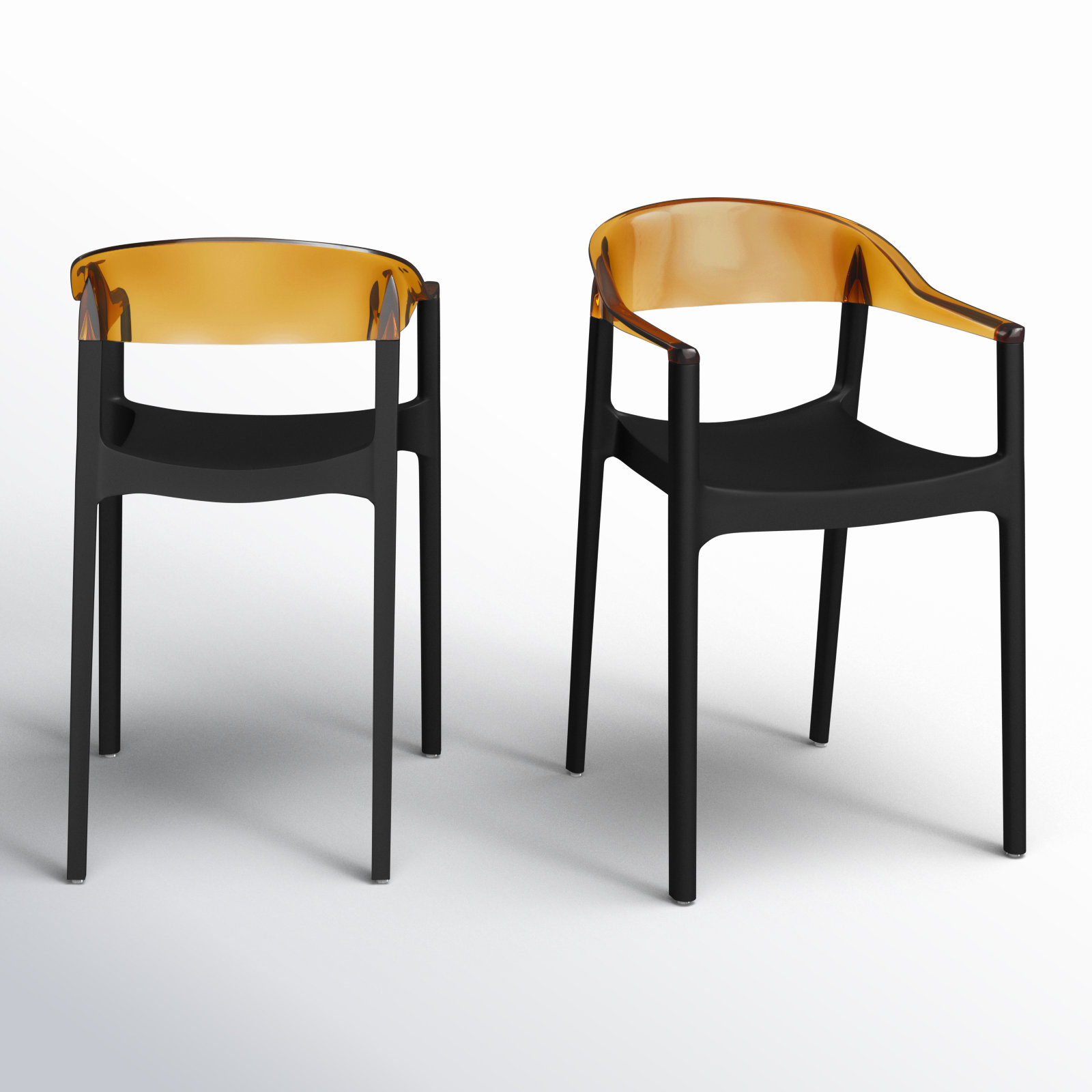 Stella Stackable Patio Armchair, Black/Transparent Amber