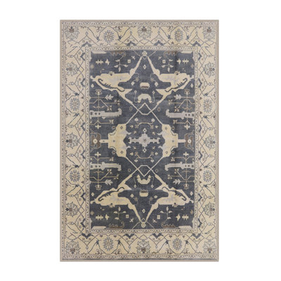 Tapis oriental bleu marine / ivoire