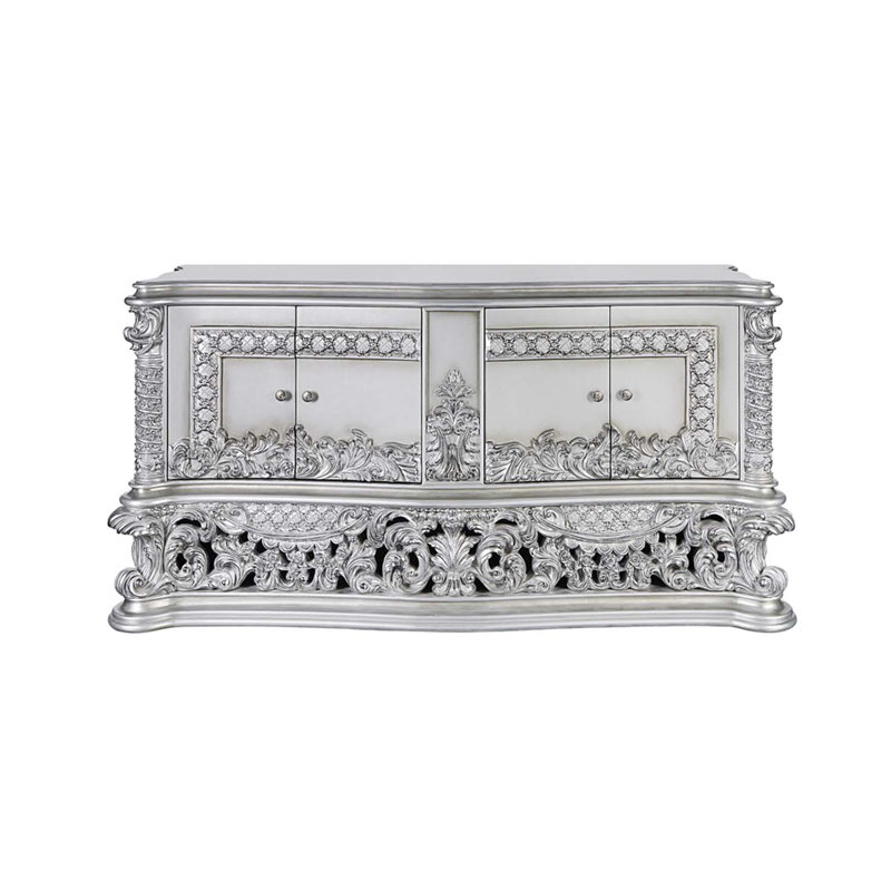Valkyrie 4 Doors Dresser, Antique Platinum Finish