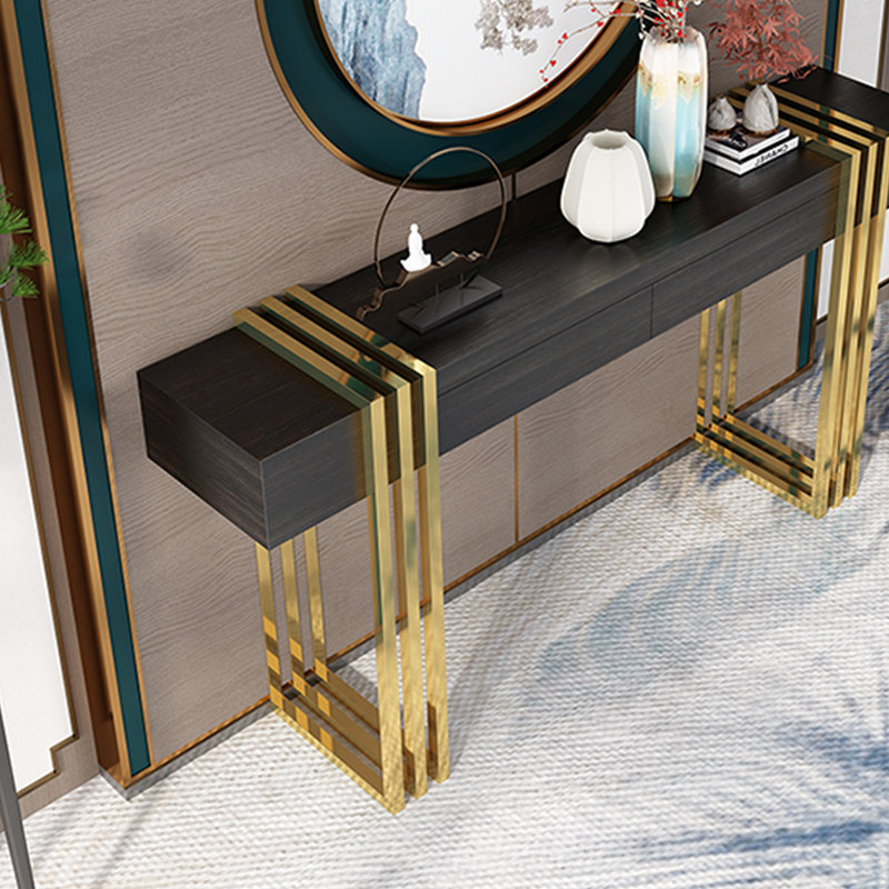 Console de hall d'entrée italienne de luxe, H 33,5 po x l 59,1 po x P 15,7 po, Doré