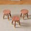 Tabouret en bois massif avec repose-pieds dorés, petit repose-pieds rond en bois, support pour plante, tabouret d'appoint en bois-1381521404