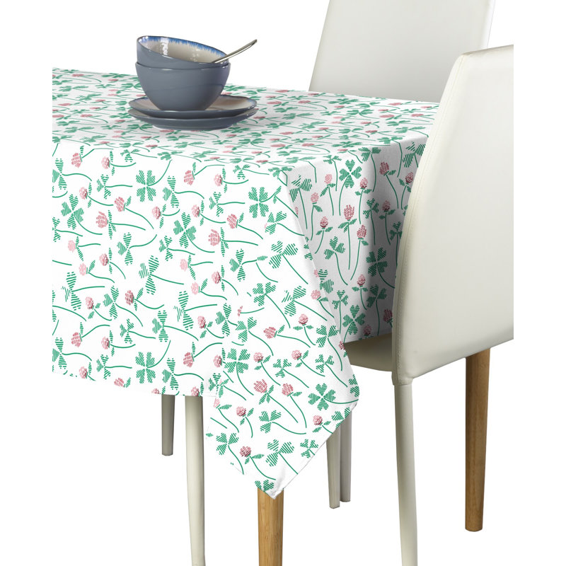 Katelan Stenciled Shamrocks Tablecloth, 104" L x 60" W