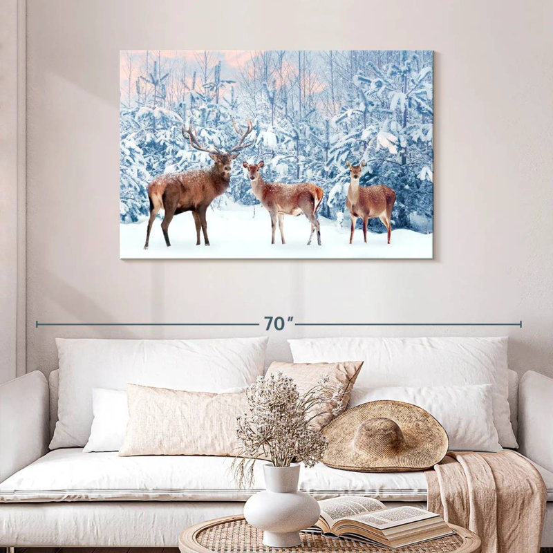 Brampt Deer In Winter, 30" H x 45" W
