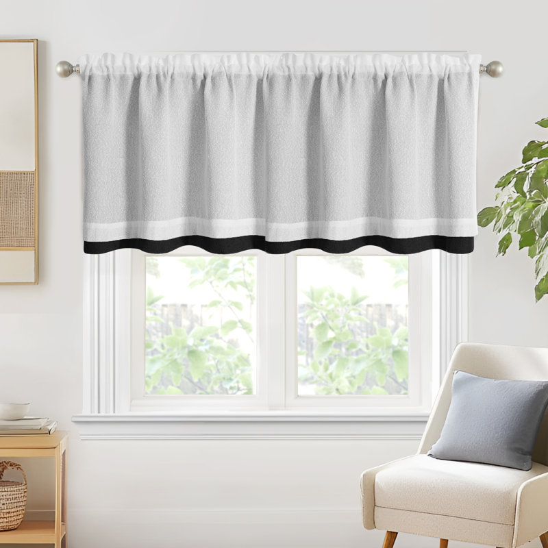 Cantonnière de fenêtre à double couche avec passe-tringle rustique, L 52 po x L 19 po, Noir