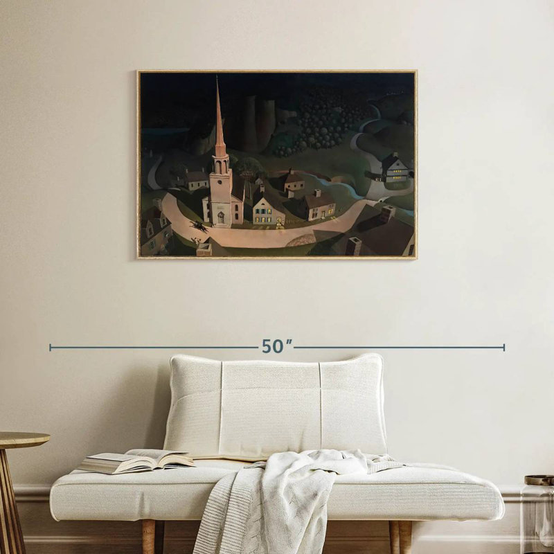 Tour de minuit de Paul Revere, 31 po x 21 po, Cadre flottant en bois naturel