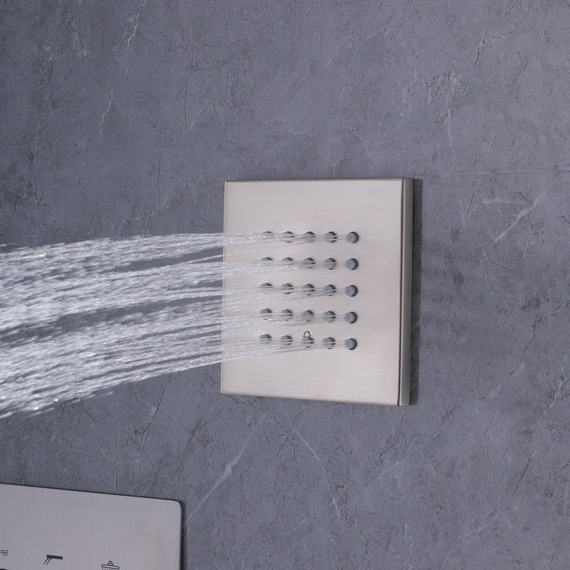 Thermostatic Shower Faucet Set 3-Function Wall Mounted Rain Shower System with Body Jets Recessed Wall Mounted Combo