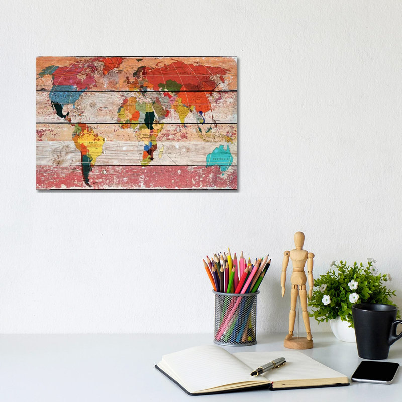 World Map by Irena Orlov - Print on Canvas, 20.32 cm H x 30.48 cm W, Wrapped Canvas