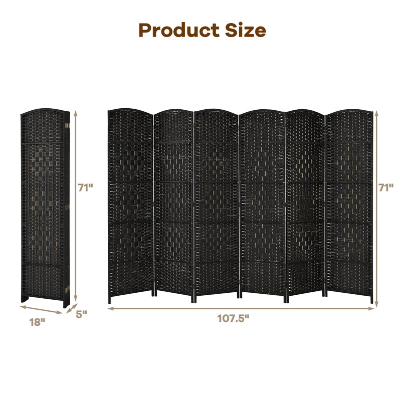Cloison pliante 6 panneaux l 107,5 "x H 71", Noir