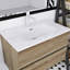 Meuble-lavabo mural 30 po en chêne brut et chêne brut avec lavabo en céramique