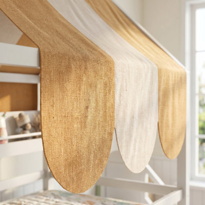 Beige Full Size Loft Bed with Built-in Wardrobe, Desk & Storage - Space-Saving Wood Furniture for Modern Bedrooms