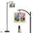 Arc Floor Lamp with Adjustable Lampshade Rustic Floral Pink Blue Hydrangea Flower Butterfly Wooden Cottagecore Standing Lamp 3 Color Temperatures Dimmable Tall Pole Lamp with Foot Switch for Bedroom