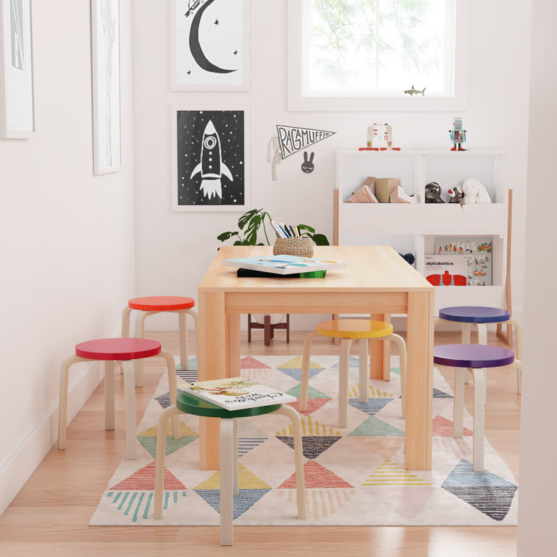 Assorted Birch Bentwood Stackable Stools Set of 6