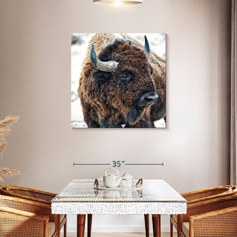 Brampt In The Presence Of Bison, 36" H x 36" W