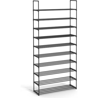 Range-chaussures, range-chaussures à 10 niveaux, tablette de rangement en métal, debout ou à l'envers, pour 44 à 55 paires, pour le vestibule
