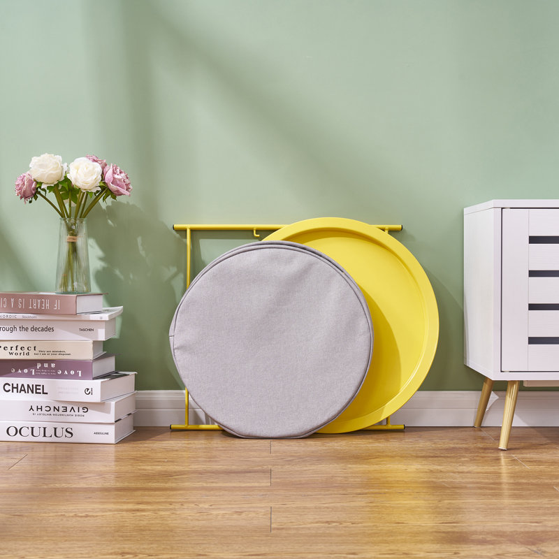 Jarrion End Table Set with Storage Bag Tray Top Foldable X-Shaped Legs, Yellow