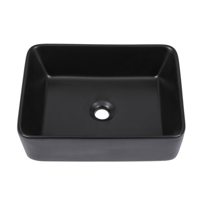 19" x 15" Rectangular Matte Black Ceramic Vessel Bathroom Sink
