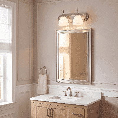  Éclairage pour salle de bain 2 lumières Herndon en nickel satiné