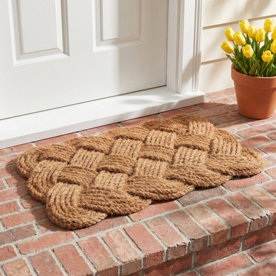 Tapis d'extérieur en fibre de coco noué à la main 30 po x 18 po Serafine
