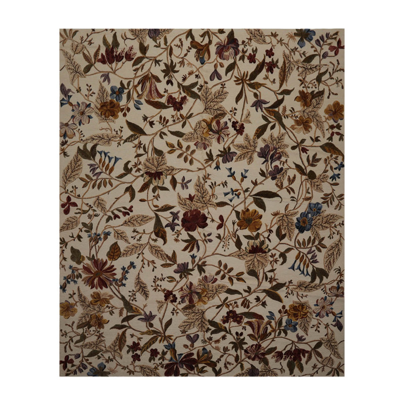 Tapis brun en laine noué à la main de conception unique 8 pi x 9 pi 10 po