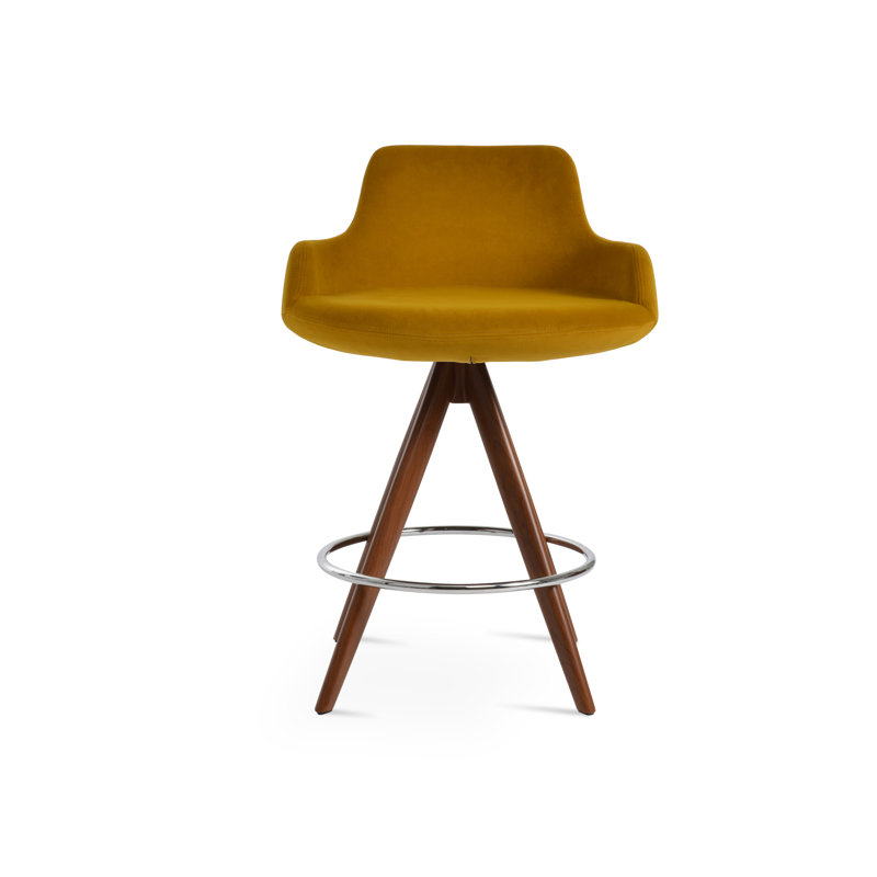 Tabouret de derviche, Curcuma, Noyer, Tabouret de bar (siège d'une hauteur de 29,5 po)