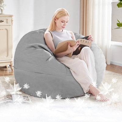 Housse pour fauteuil à billes rafraîchissant pour l'été chaud (sans rembourrage), fauteuil à billes géant pour le rangement des animaux en peluche (gris, 4 pi)
