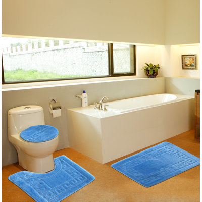 Tapis de bain, housse de siège de toilette et tapis contour Aarzoo