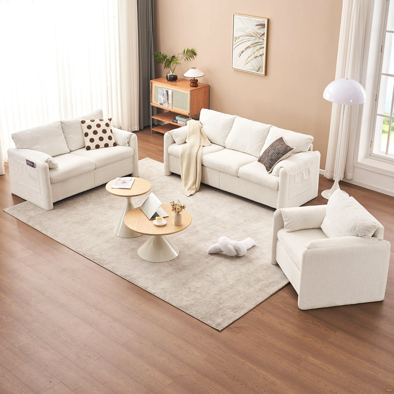 Fauteuil d'appoint à assise simple - Chaise longue en chenille moelleuse avec coussin à haute résilience, fauteuil de lecture compact