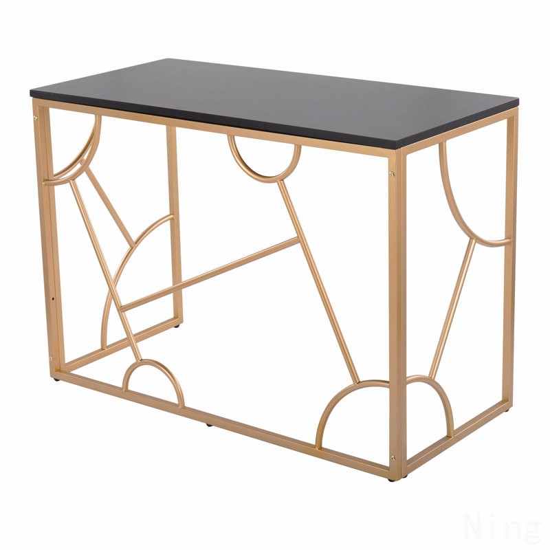 Bureau contemporain, métal doré et bois noir, Noir