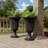 2-Pack Trophy Shaped Pedestal Planters, 23.6" Tall Outdoor Urn Flower Pots With Solid Base, Elegant Pattern, Weather-Resistant HDPE-116832554