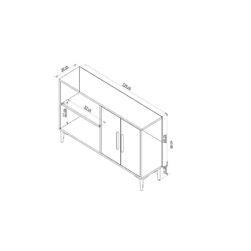 Odessa 80cm Console Table, Sapphire Oak/Gold