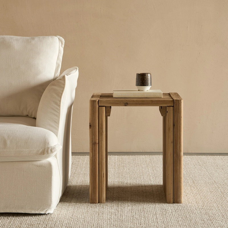 Solid Wood Top Block Side Table