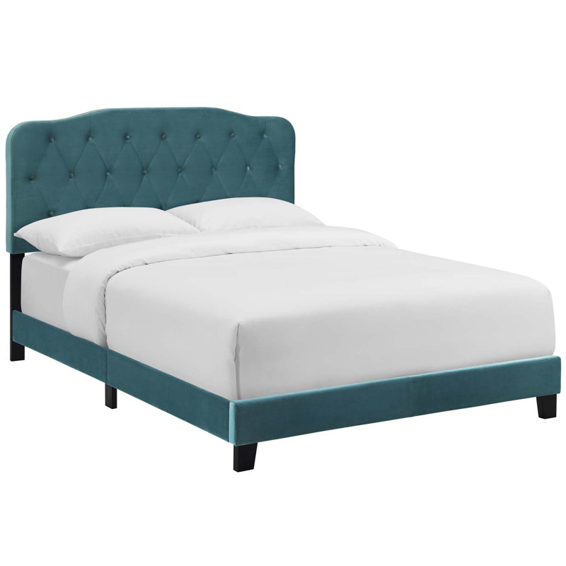Amelia Twin Upholstered Bed, Sea Blue