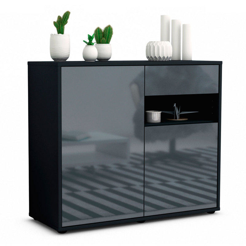 Rayburn 92 cm W Sideboard, Anthracite/High-gloss grey