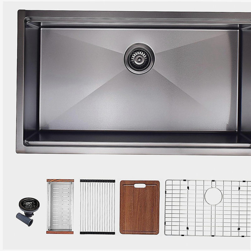 Évier de cuisine encastrable 32 po x l 19 po avec accessoires, poste de travail
