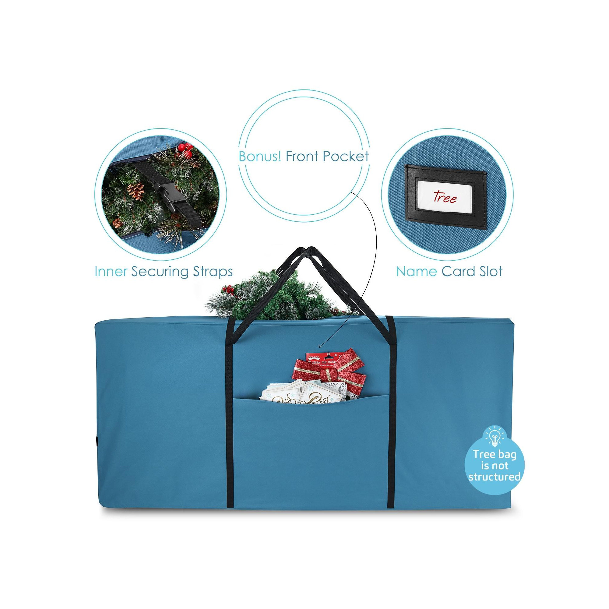 Moisture Resistant Christmas Tree Storage Bag, 48" H x 15" W x 20" D
