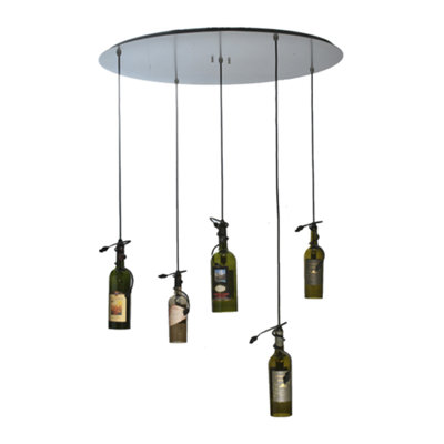 Luminaire suspendu grappe en nickel à 5 lumières Trescott