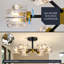 Plafonnier semi-encastré en cristal noir 6 lumières