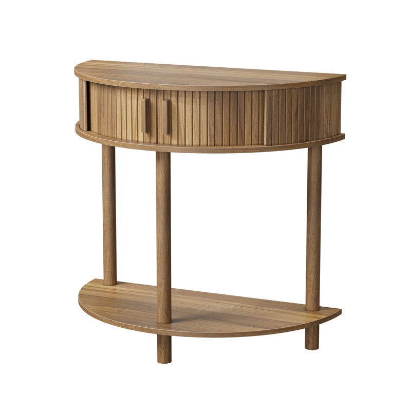 31.5-Inch Grooved Half-Moon Console Table